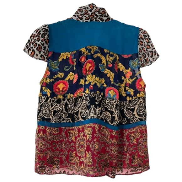 Alice + Olivia Eriko Patchwork Flounce-Hem Skirt & Jeannie Tie Neck Blouse Set - Picture 7 of 16